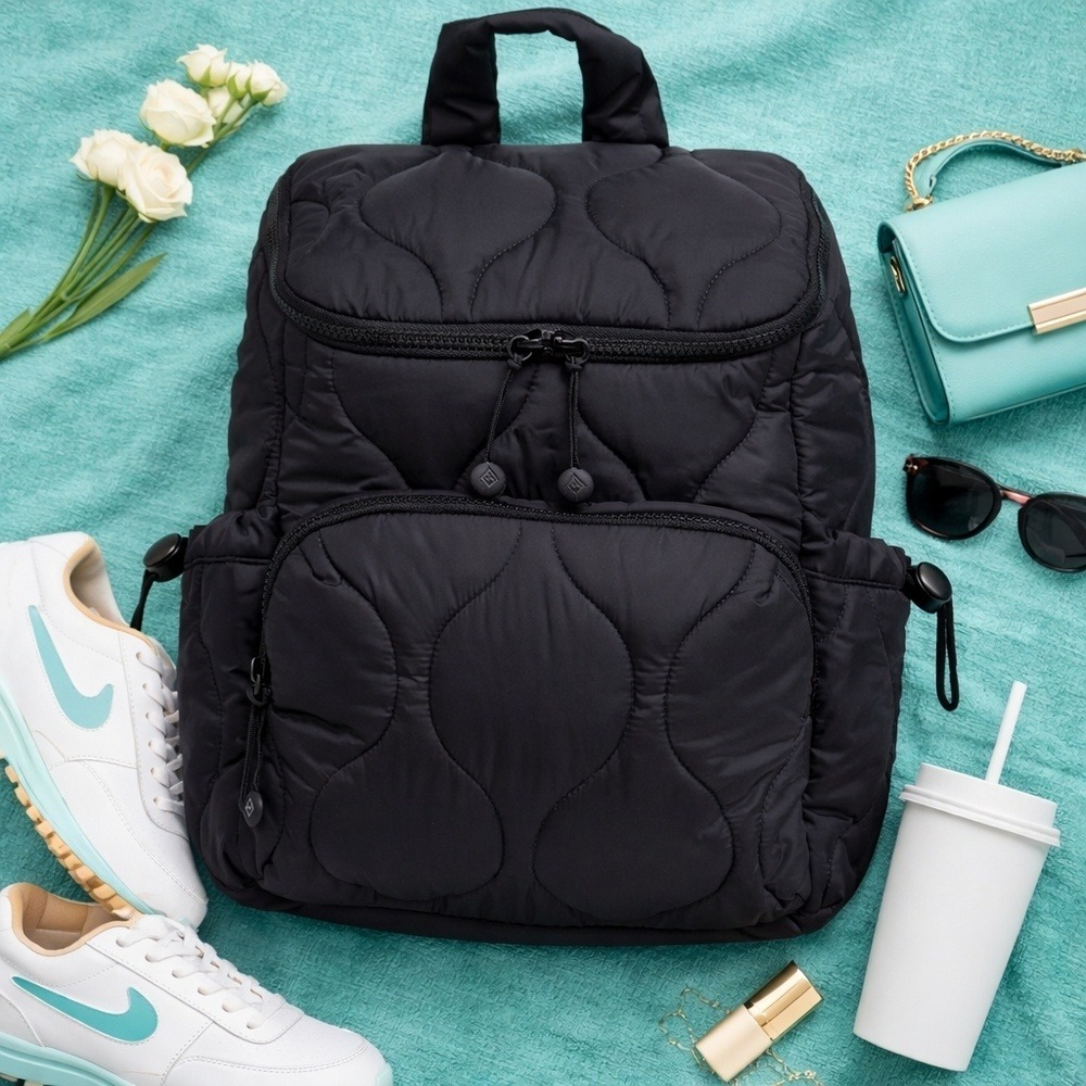 Vera Bradley Black Quilted Bag with Floral Interior